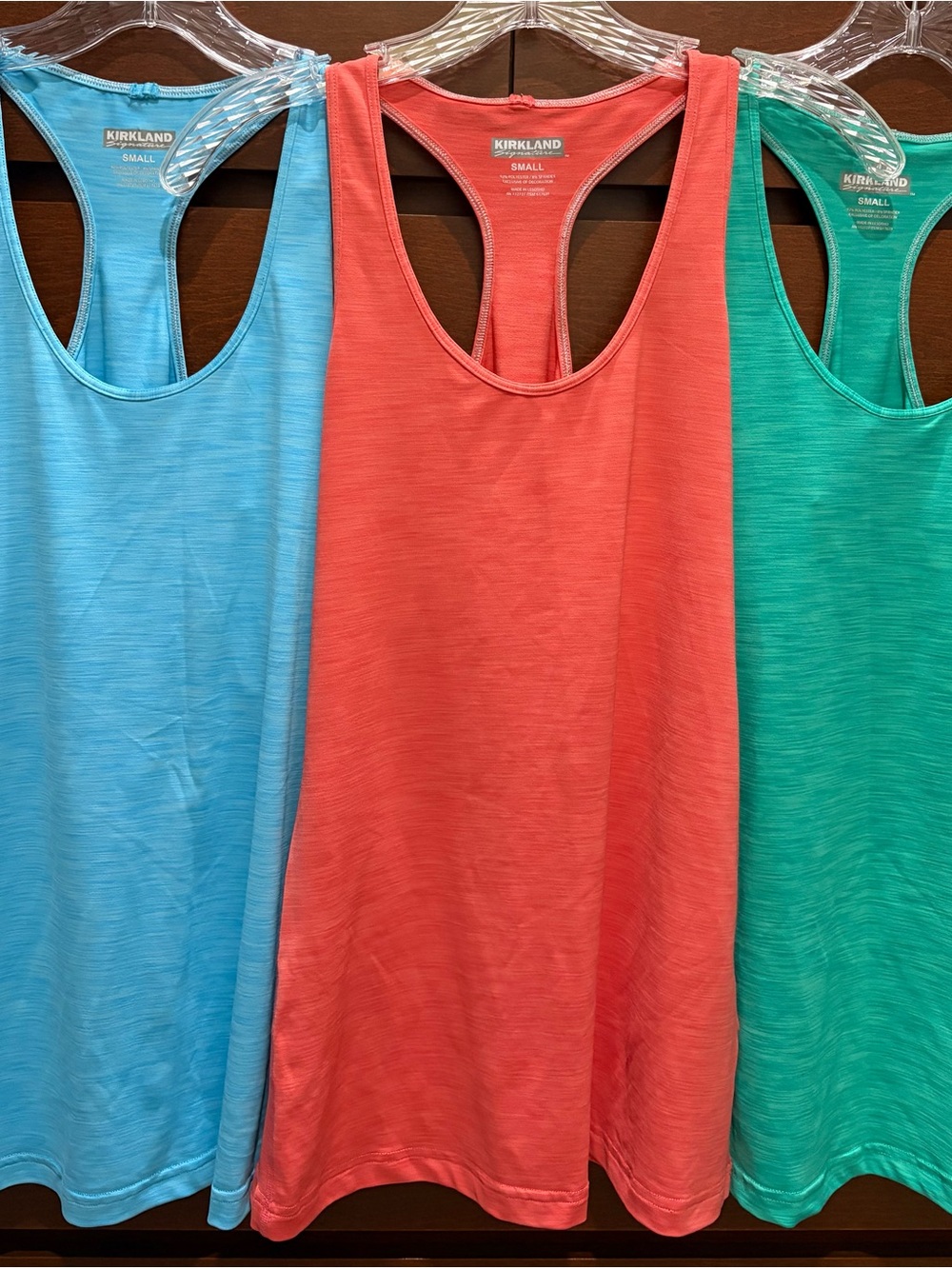 3 Kirkland Signature Earth-Tone: Coral, Sky Blue, Ocean Tank Tops